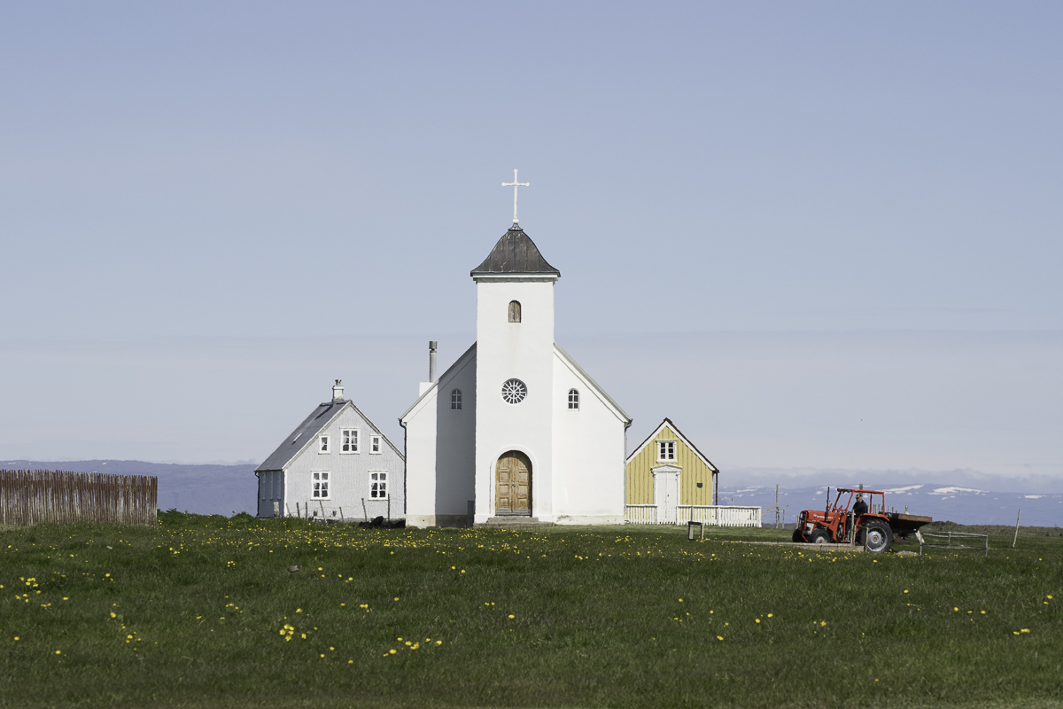 Church with tractor